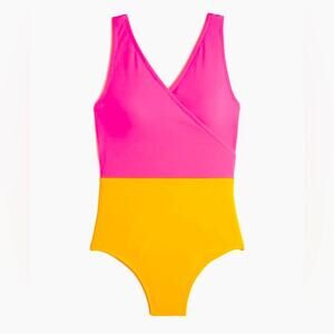 NWT J Crew Colorblock One-Piece Swimsuit Neon Modest Swim Size Small